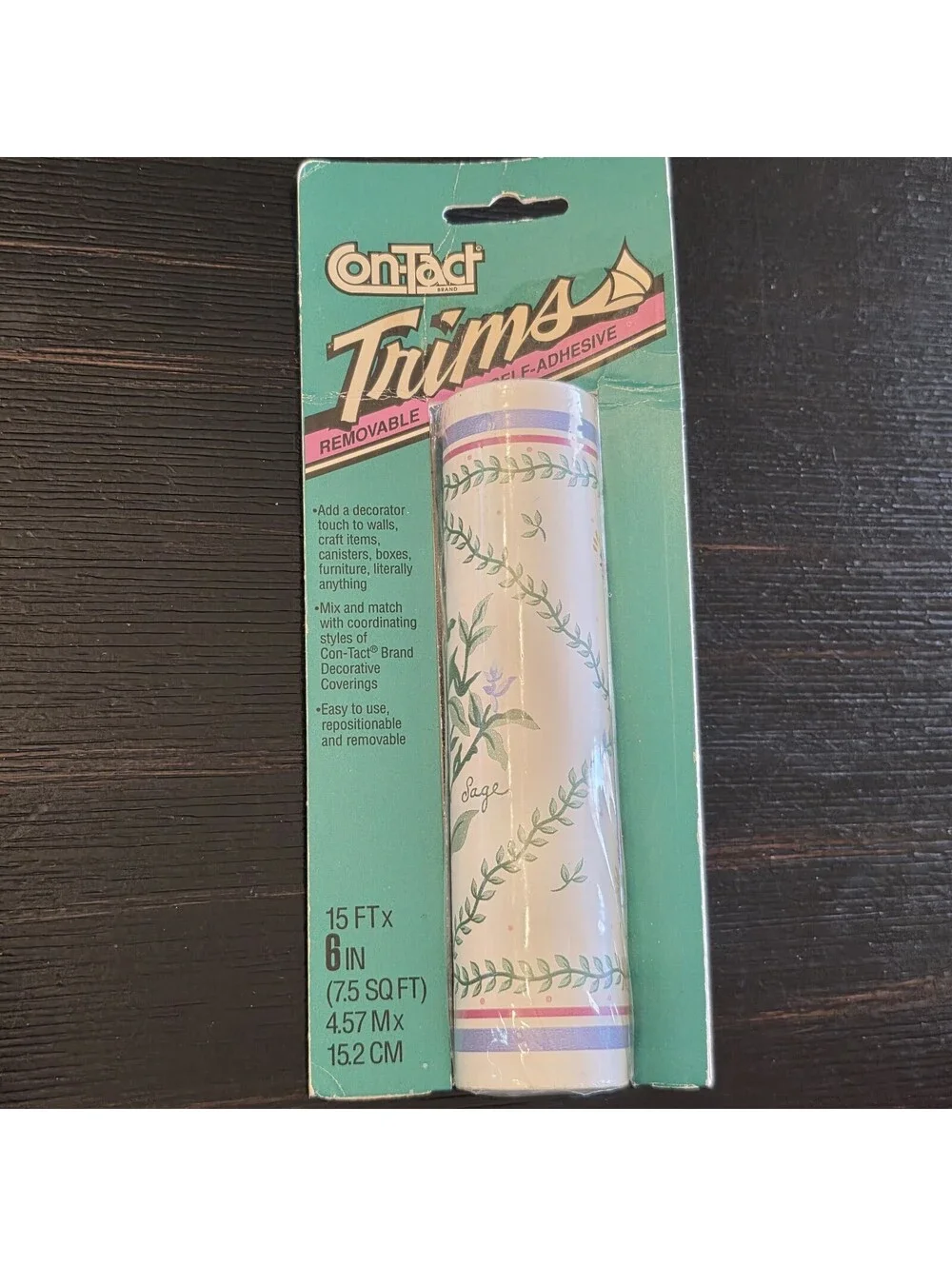 Vintage 1991 Herb Garden Con-Tact Removable Adhesive Trim 15' x 6